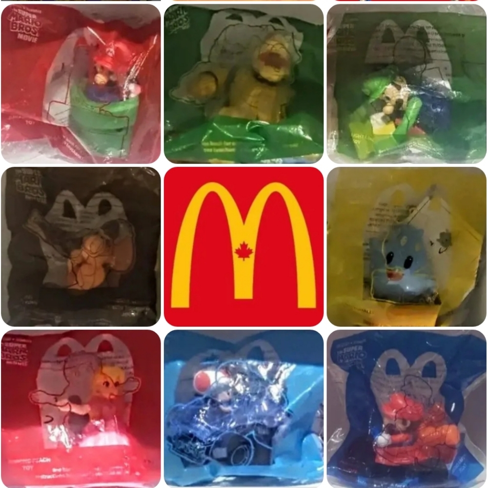 New! FULL SET of 8 Mcdonald's Canada 2023 Super Mario Bros Happy Meal Toys NIP